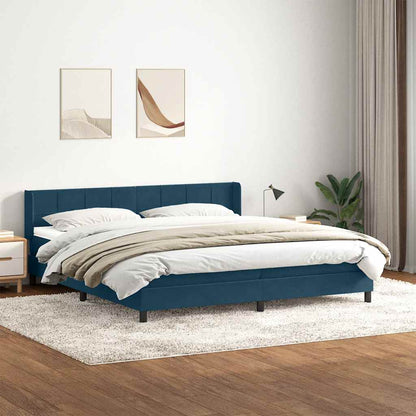 Giroletto a Molle con Materasso Blu Scuro 200x220 cm in Velluto