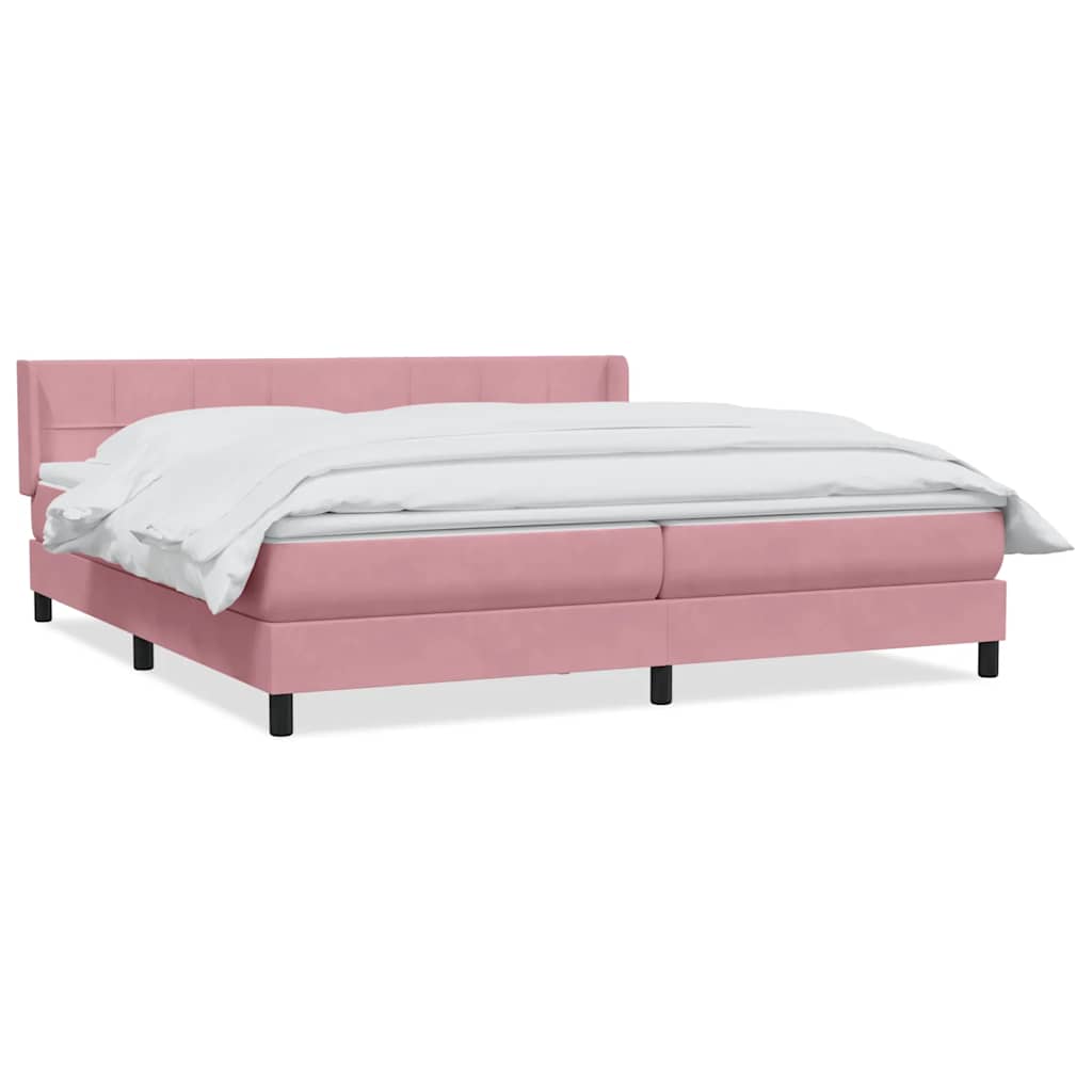 Giroletto a Molle con Materasso Rosa 200x220 cm in Velluto