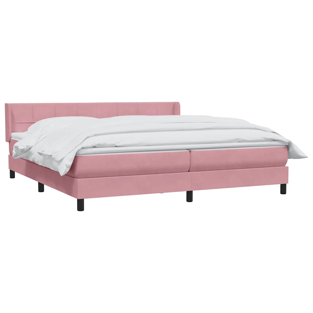 Giroletto a Molle con Materasso Rosa 200x220 cm in Velluto