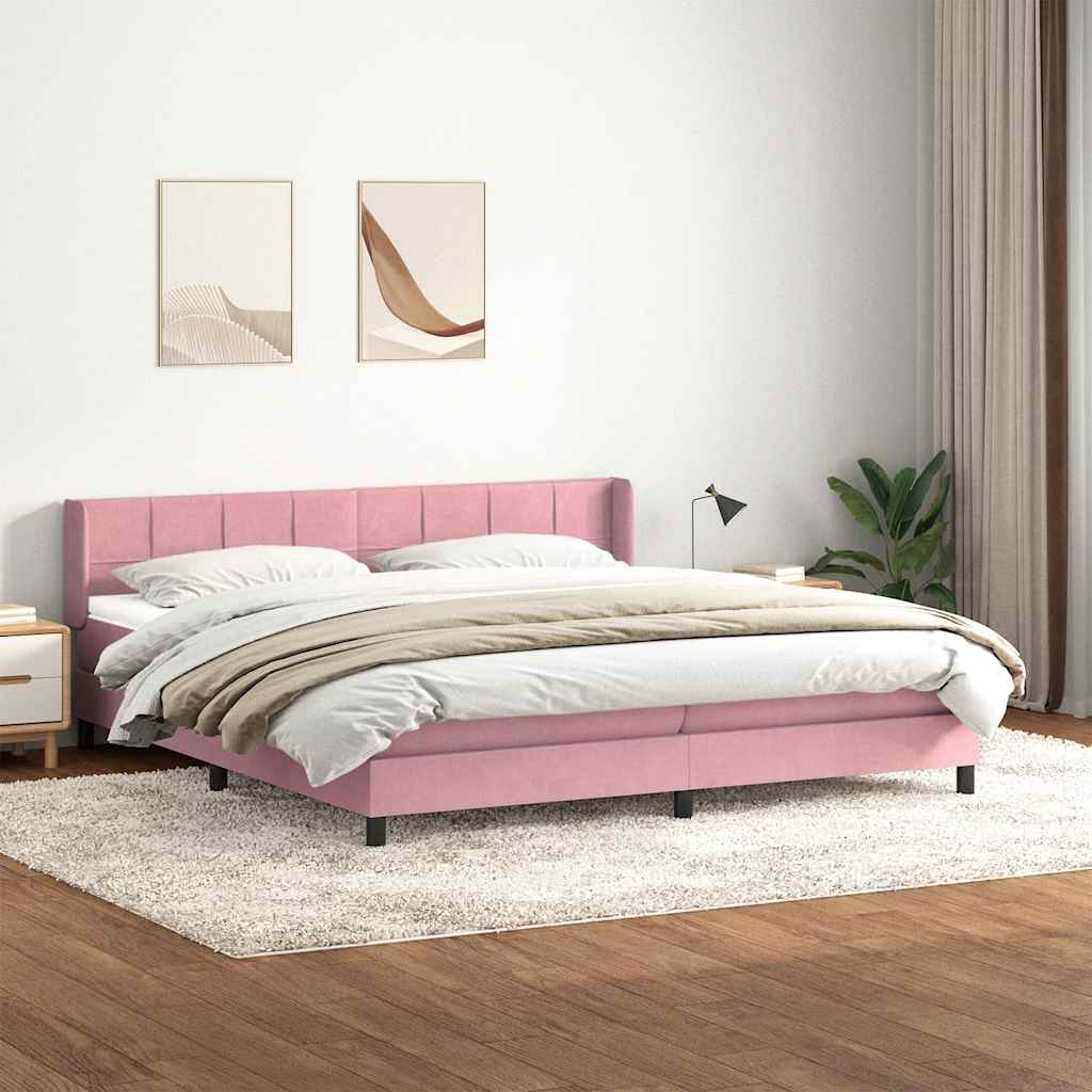 Giroletto a Molle con Materasso Rosa 200x220 cm in Velluto