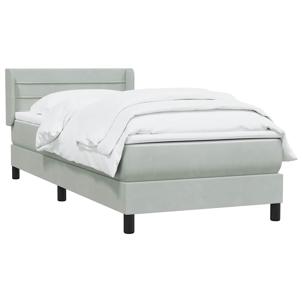 Giroletto a Molle con Materasso Grigio Chiaro 80x210 cm Velluto