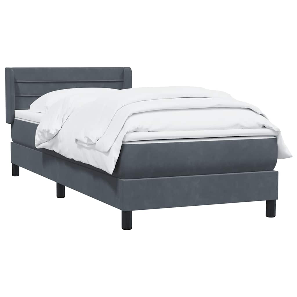 Giroletto a Molle con Materasso Grigio Scuro 80x210 cm Velluto