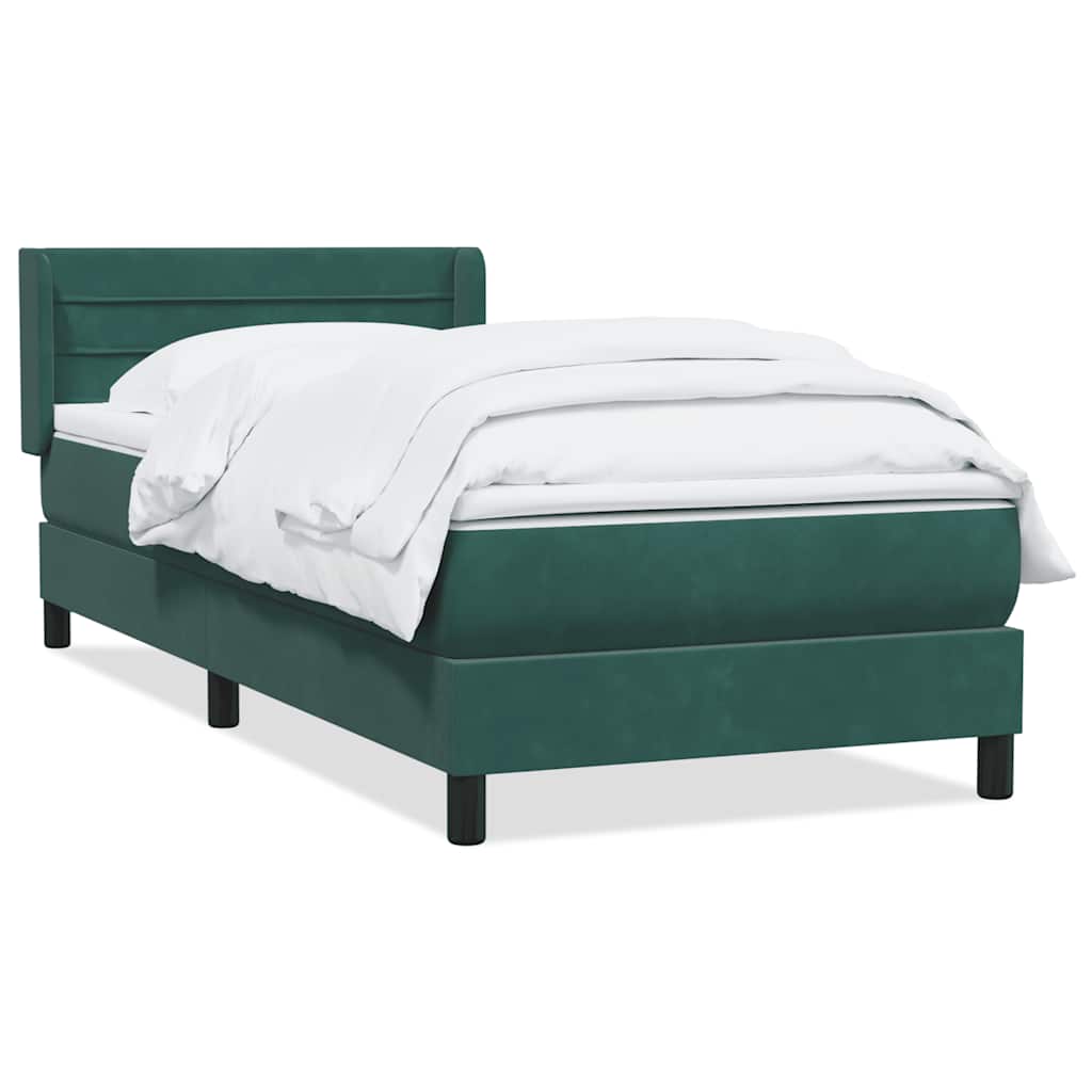 Giroletto a Molle con Materasso Verde Scuro 80x210 cm Velluto