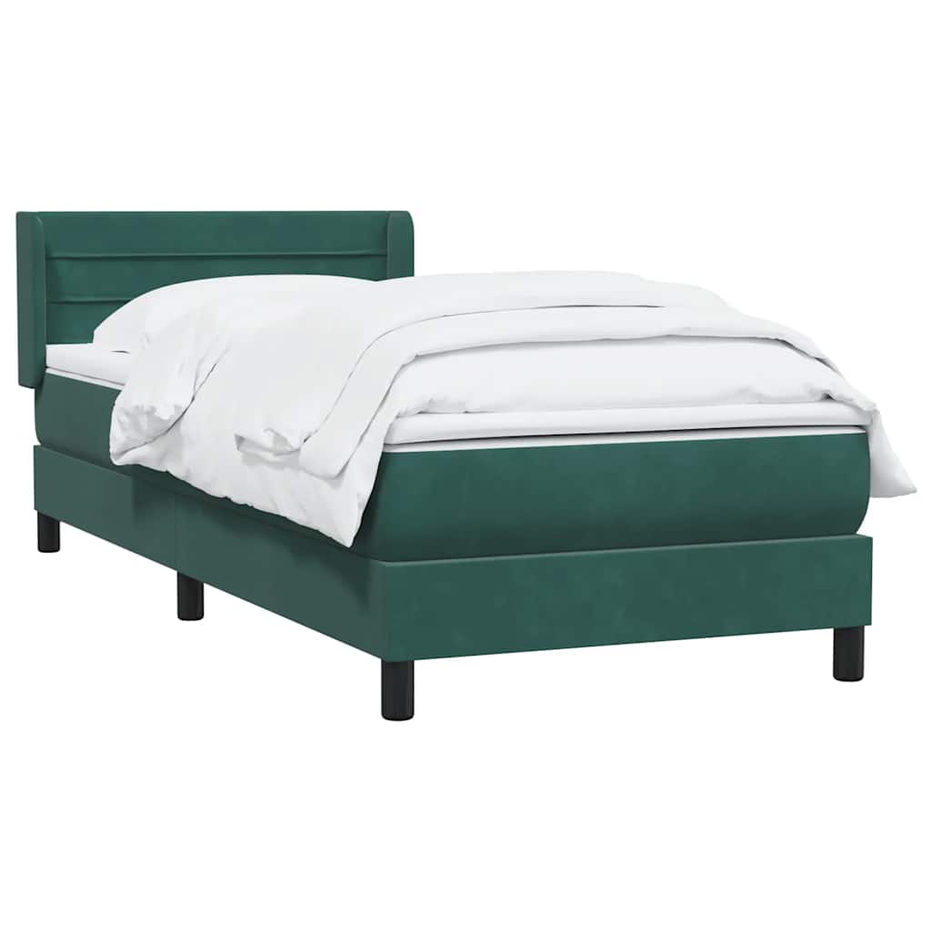 Giroletto a Molle con Materasso Verde Scuro 80x210 cm Velluto