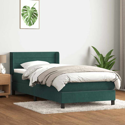 Giroletto a Molle con Materasso Verde Scuro 80x210 cm Velluto