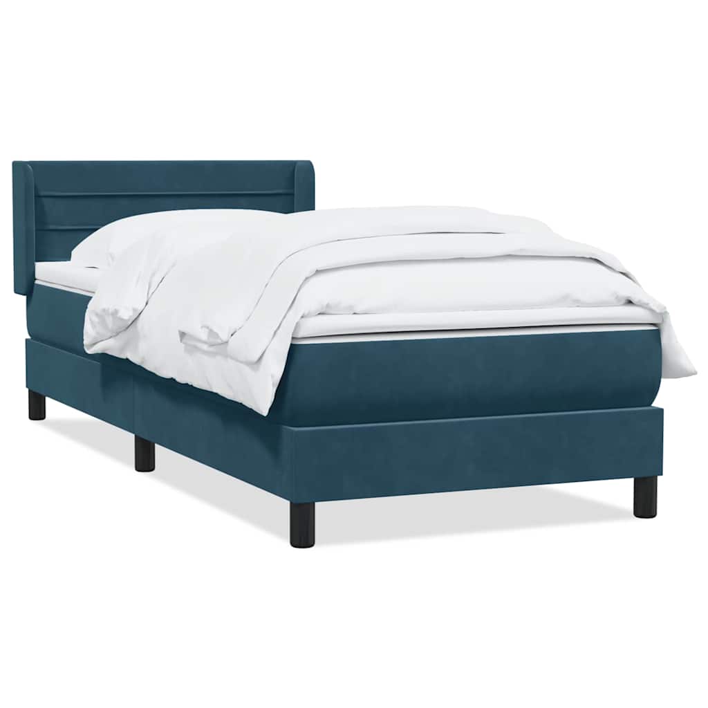 Giroletto a Molle con Materasso Blu Scuro 80x210 cm Velluto