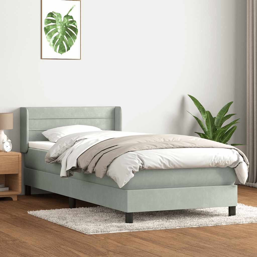 Giroletto a Molle con Materasso grigio chiaro 90x210 cm Velluto