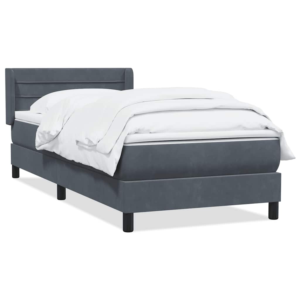 Giroletto a Molle con Materasso Grigio Scuro 90x210 cm Velluto