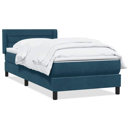 Giroletto a Molle con Materasso Blu Scuro 90x210 cm Velluto