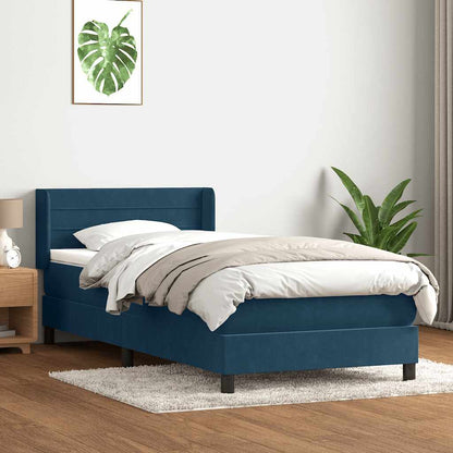 Giroletto a Molle con Materasso Blu Scuro 90x210 cm Velluto