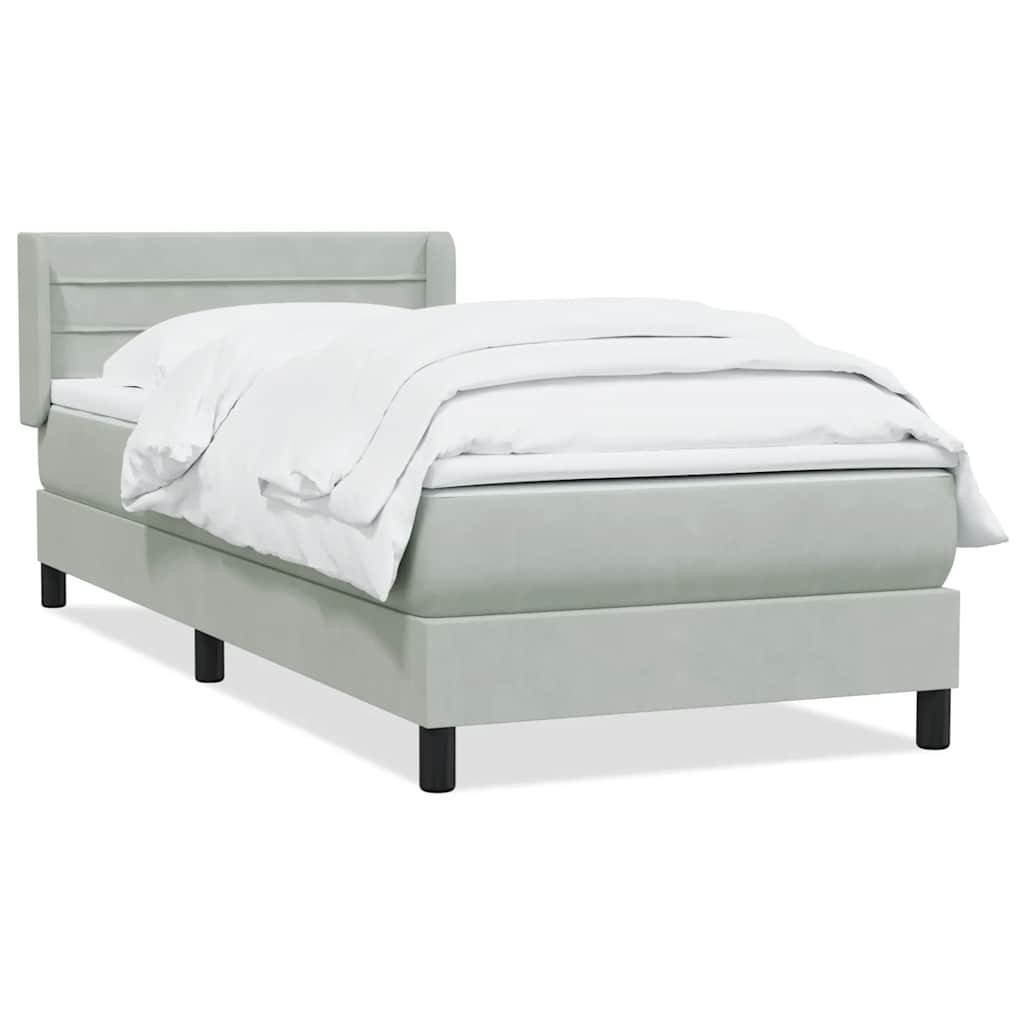 Giroletto a Molle con Materasso Grigio Chiaro 100x210cm Velluto