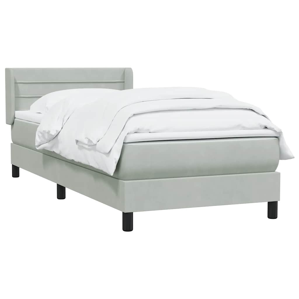 Giroletto a Molle con Materasso Grigio Chiaro 100x210cm Velluto