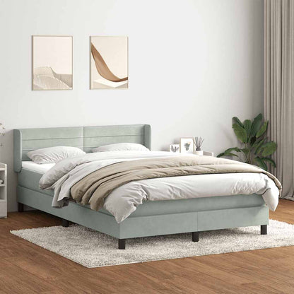 Giroletto a Molle con Materasso Grigio Chiaro 140x210cm Velluto
