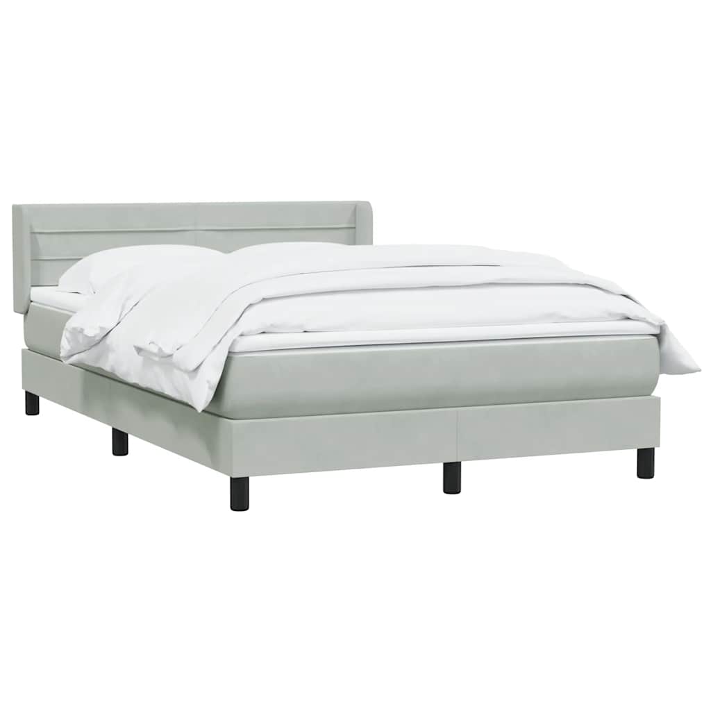 Giroletto a Molle con Materasso Grigio Chiaro 160x210cm Velluto