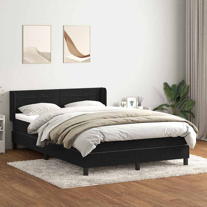 Giroletto a Molle con Materasso Nero 160x210 cm in Velluto