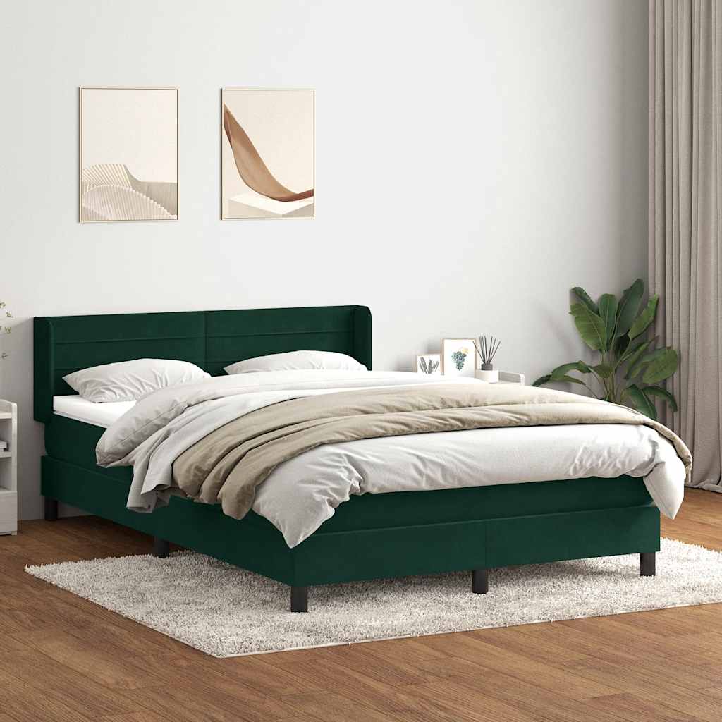 Giroletto a Molle con Materasso Verde Scuro 160x210 cm Velluto