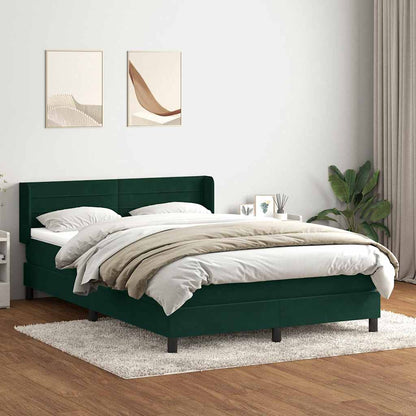 Giroletto a Molle con Materasso Verde Scuro 160x210 cm Velluto