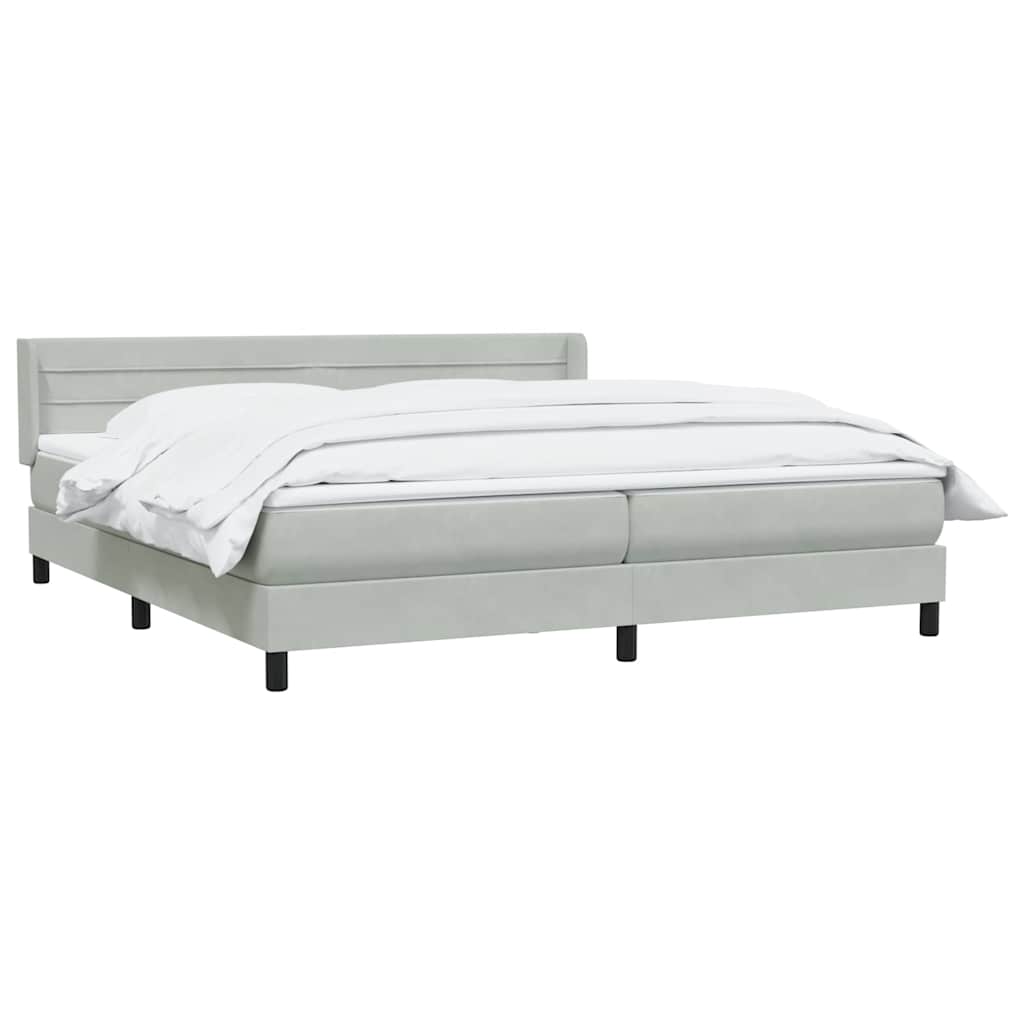 Giroletto a Molle con Materasso Grigio Chiaro 180x210cm Velluto