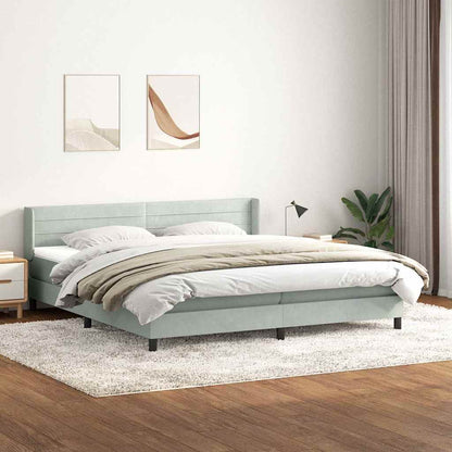 Giroletto a Molle con Materasso Grigio Chiaro 180x210cm Velluto