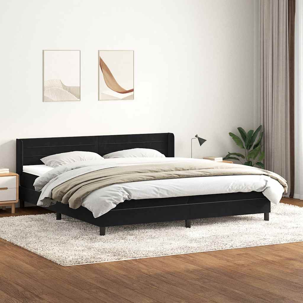 Giroletto a Molle con Materasso Nero 180x210 cm in Velluto