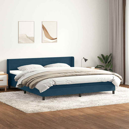 Giroletto a Molle con Materasso Blu Scuro 180x210 cm in Velluto