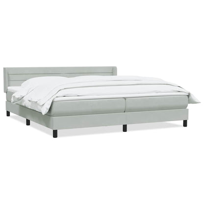 Giroletto a Molle con Materasso Grigio Chiaro 200x210cm Velluto