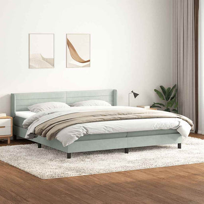 Giroletto a Molle con Materasso Grigio Chiaro 200x210cm Velluto