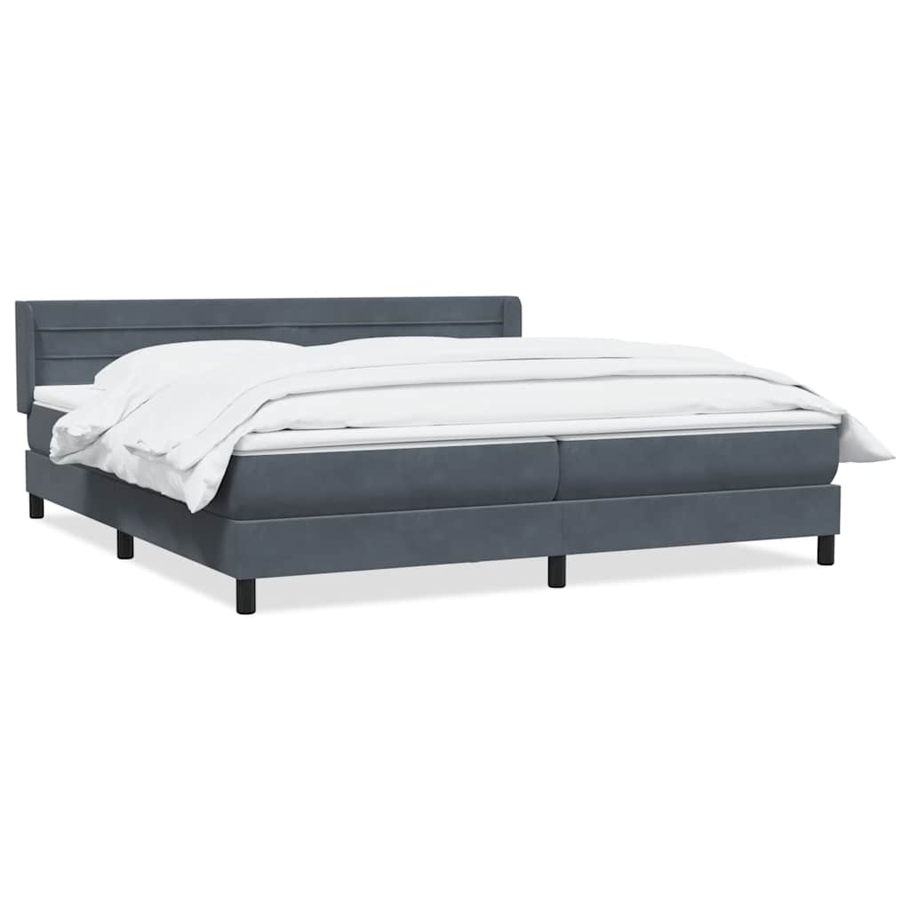 Giroletto a Molle con Materasso Grigio Scuro 200x210 cm Velluto