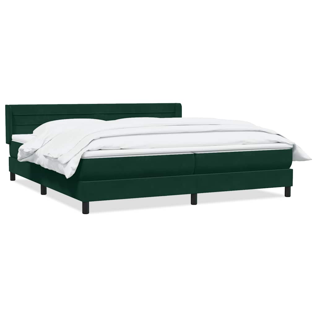 Giroletto a Molle con Materasso Verde Scuro 200x210 cm Velluto