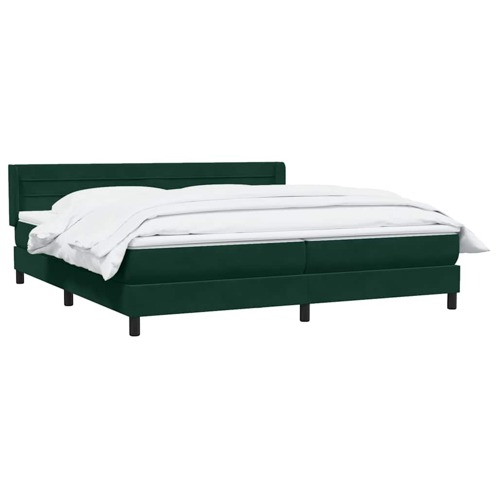 Giroletto a Molle con Materasso Verde Scuro 200x210 cm Velluto