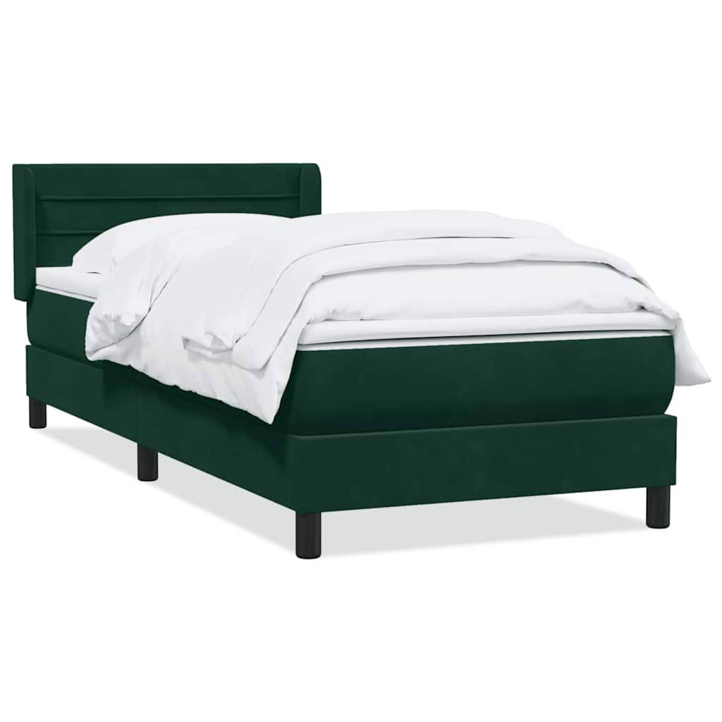 Giroletto a Molle con Materasso Verde Scuro 80x220 cm Velluto
