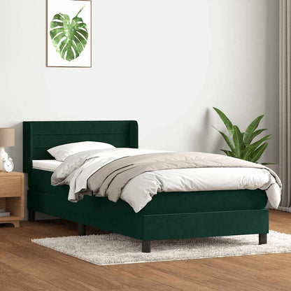 Giroletto a Molle con Materasso Verde Scuro 80x220 cm Velluto