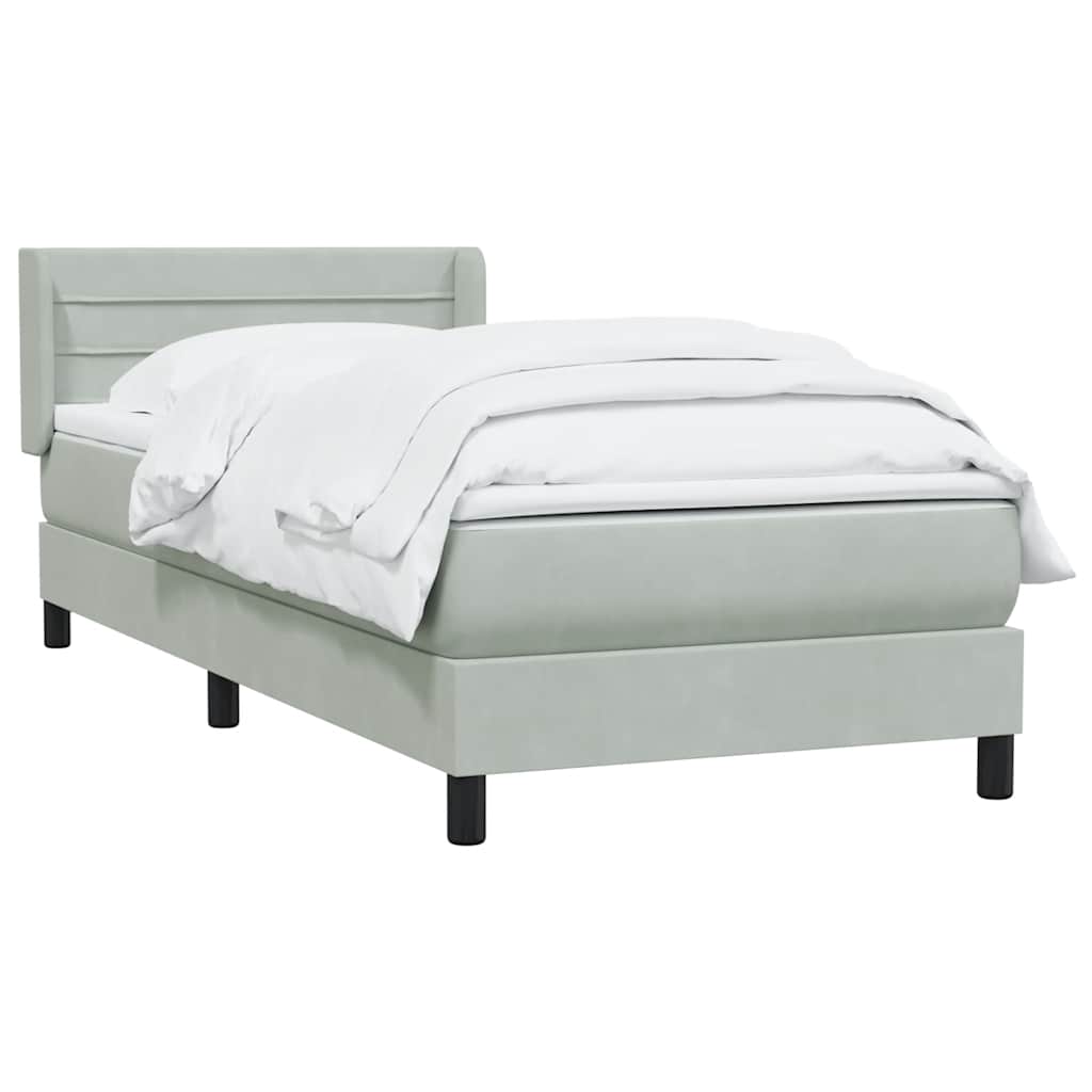 Giroletto a Molle con Materasso Grigio Chiaro 90x220 cm Velluto