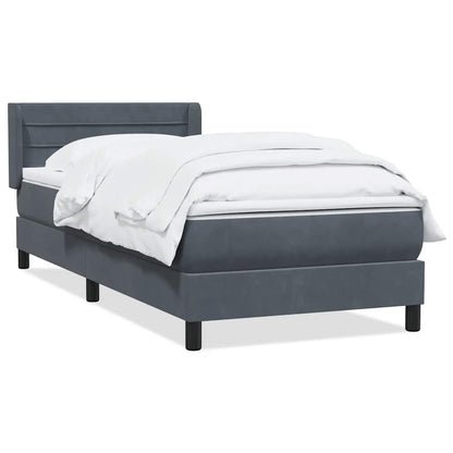 Giroletto a Molle con Materasso Grigio Scuro 90x220 cm Velluto