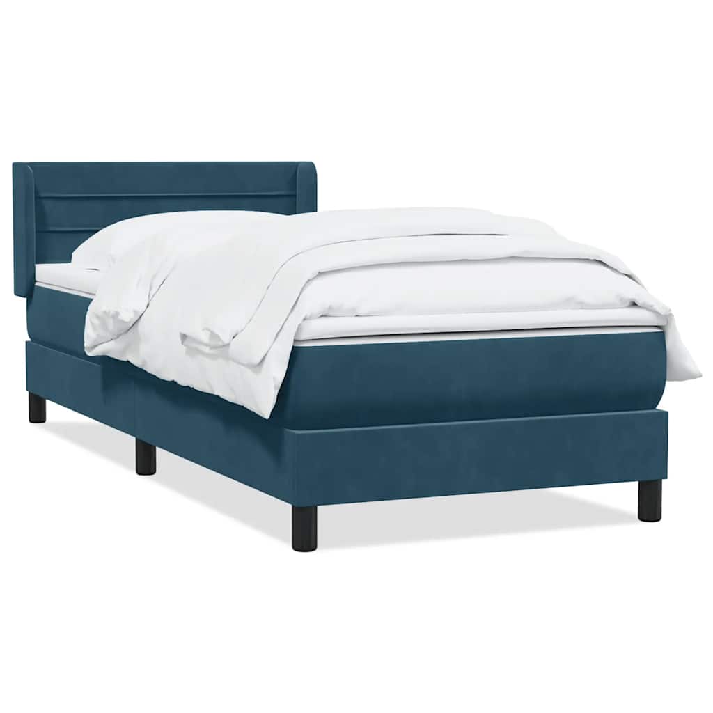 Giroletto a Molle con Materasso Blu Scuro 90x220 cm Velluto