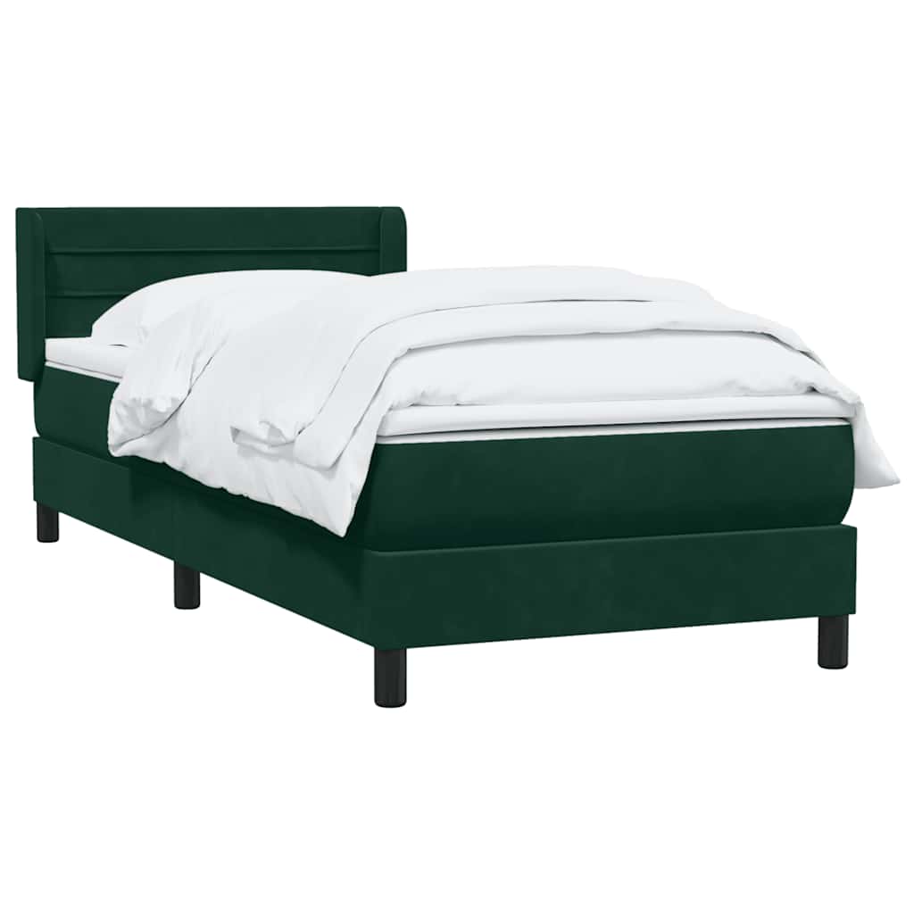 Giroletto a Molle con Materasso Verde Scuro 100x220 cm Velluto