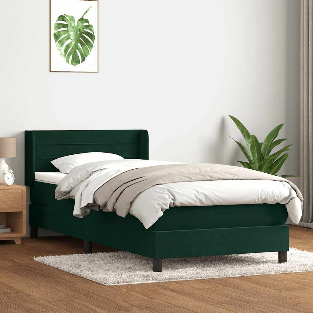 Giroletto a Molle con Materasso Verde Scuro 100x220 cm Velluto