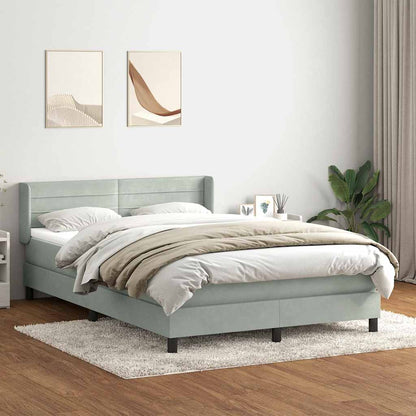 Giroletto a Molle con Materasso Grigio Chiaro 140x220cm Velluto