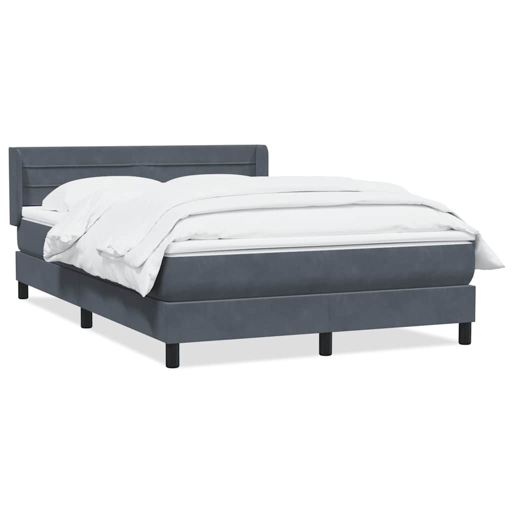 Giroletto a Molle con Materasso Grigio Scuro 140x220 cm Velluto
