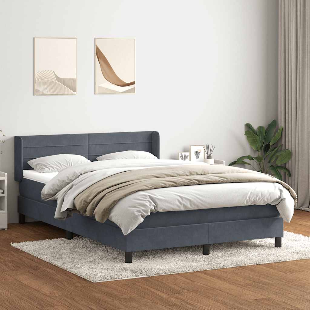 Giroletto a Molle con Materasso Grigio Scuro 140x220 cm Velluto