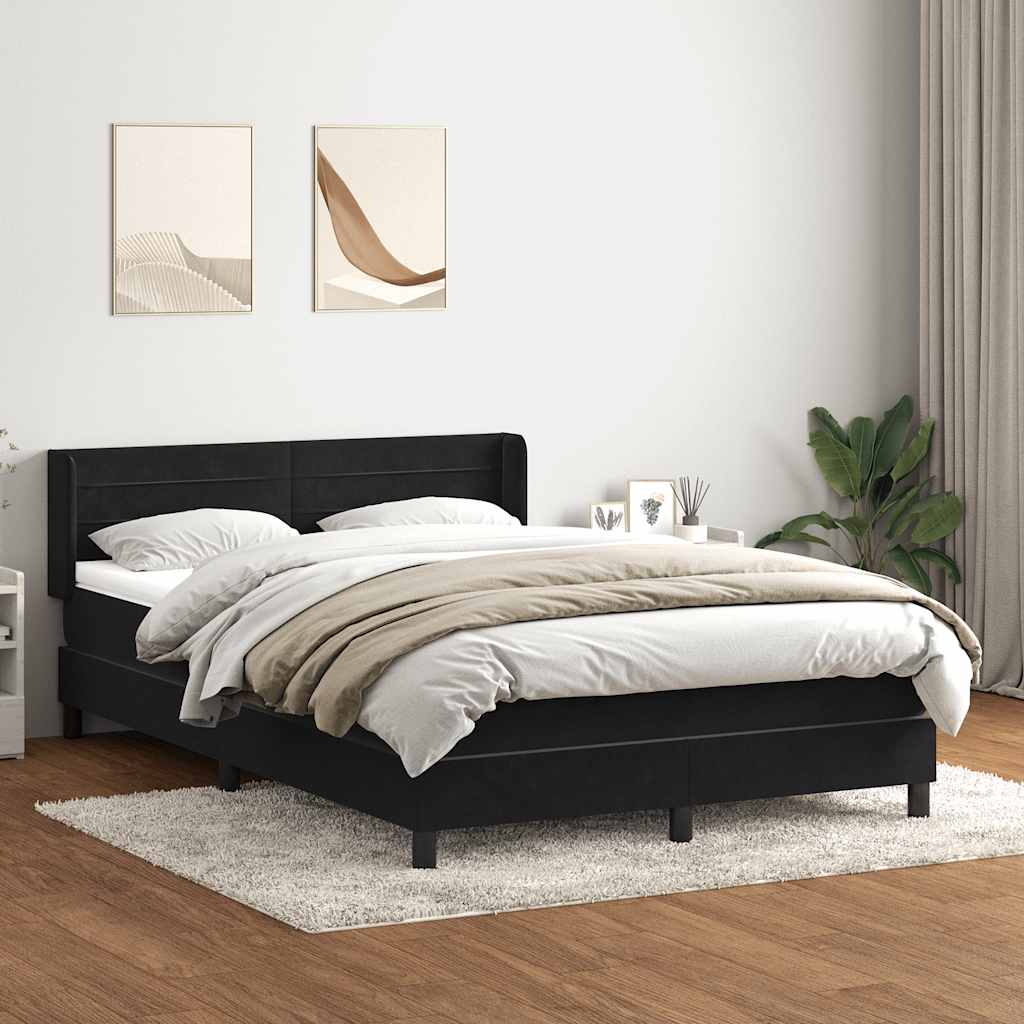 Giroletto a Molle con Materasso Nero 140x220 cm in Velluto