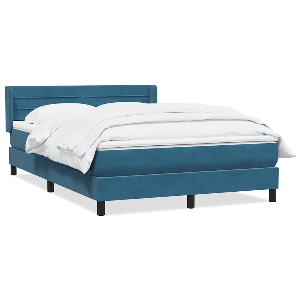 Giroletto a Molle con Materasso Blu Scuro 140x220 cm Velluto