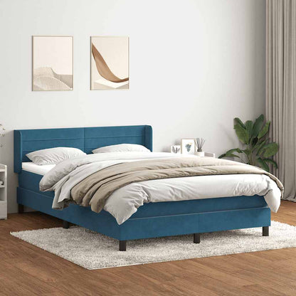 Giroletto a Molle con Materasso Blu Scuro 160x220 cm in Velluto
