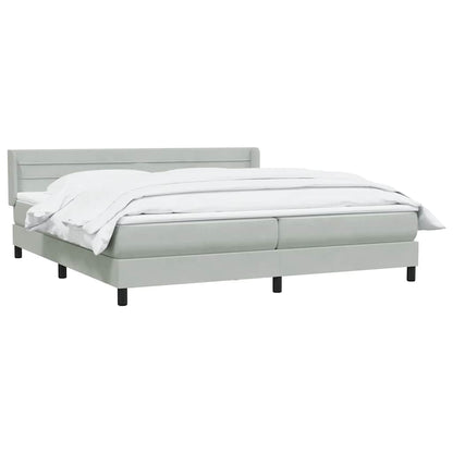 Giroletto a Molle con Materasso Grigio Chiaro 180x220cm Velluto