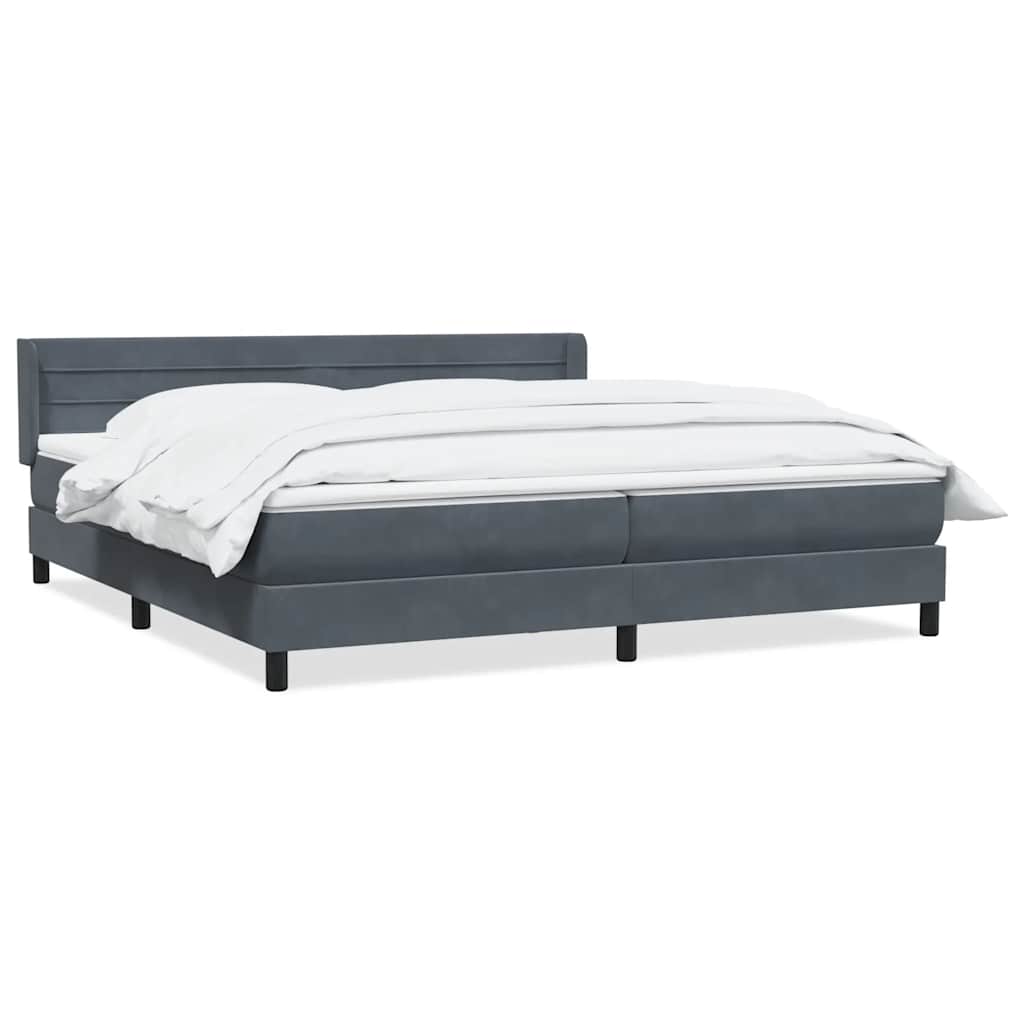 Giroletto a Molle con Materasso Grigio Scuro 180x220 cm Velluto