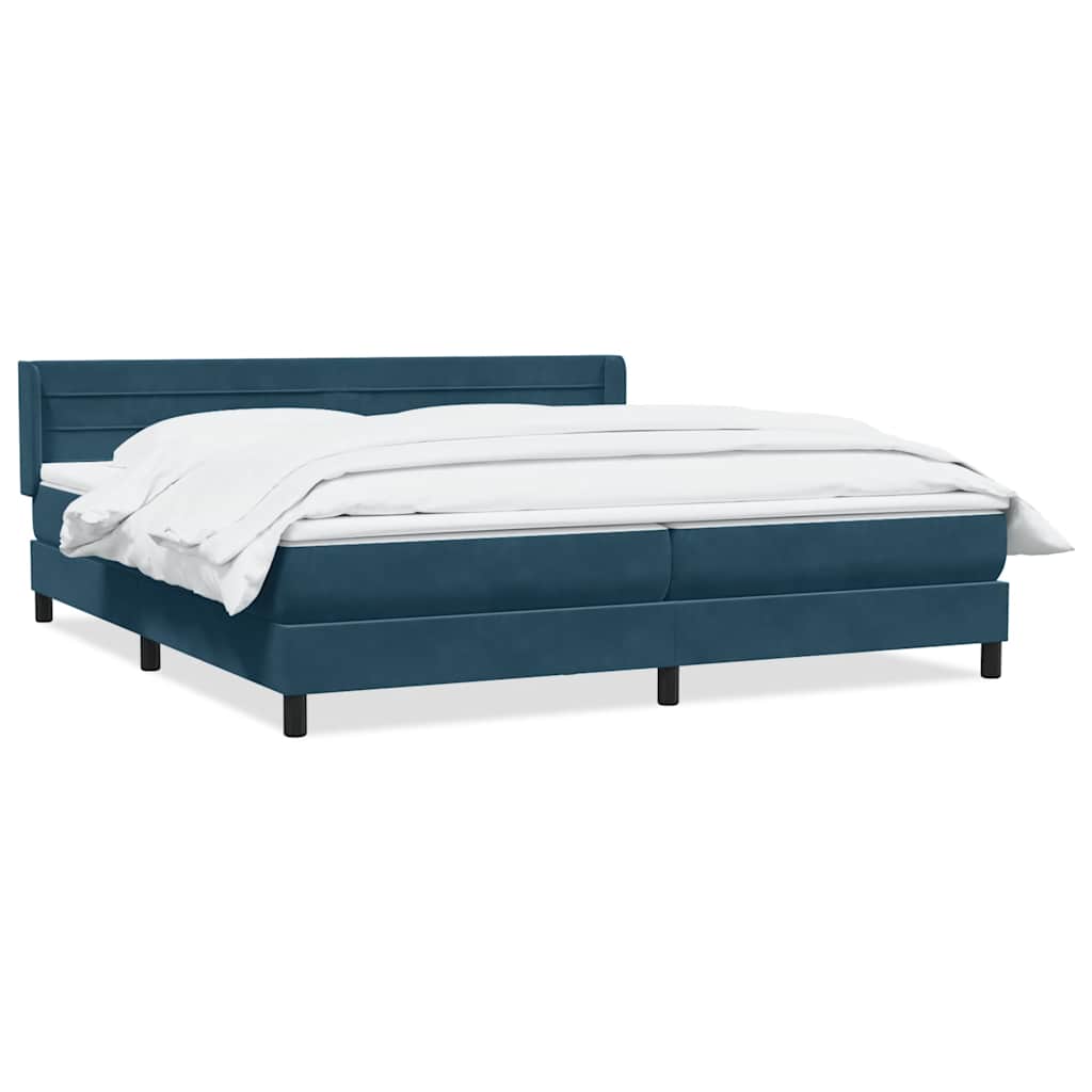 Giroletto a Molle con Materasso Blu Scuro 180x220 cm Velluto