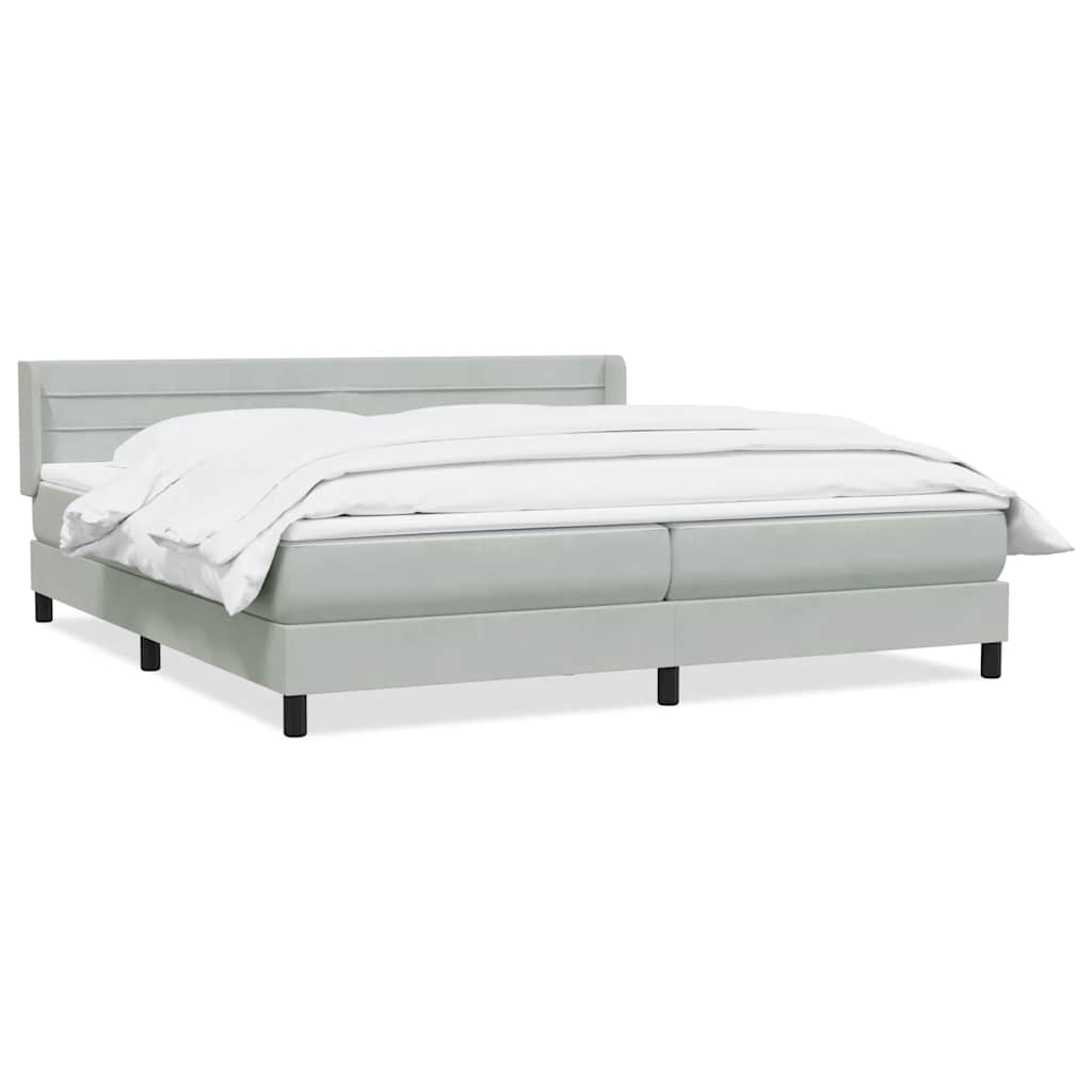 Giroletto a Molle con Materasso Grigio Chiaro 200x220cm Velluto