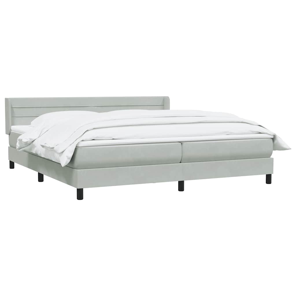 Giroletto a Molle con Materasso Grigio Chiaro 200x220cm Velluto