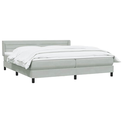 Giroletto a Molle con Materasso Grigio Chiaro 200x220cm Velluto