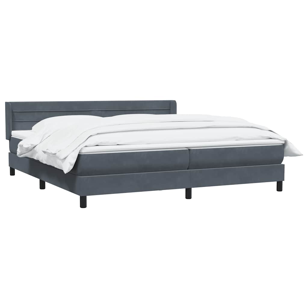 Giroletto a Molle con Materasso Grigio Scuro 200x220 cm Velluto